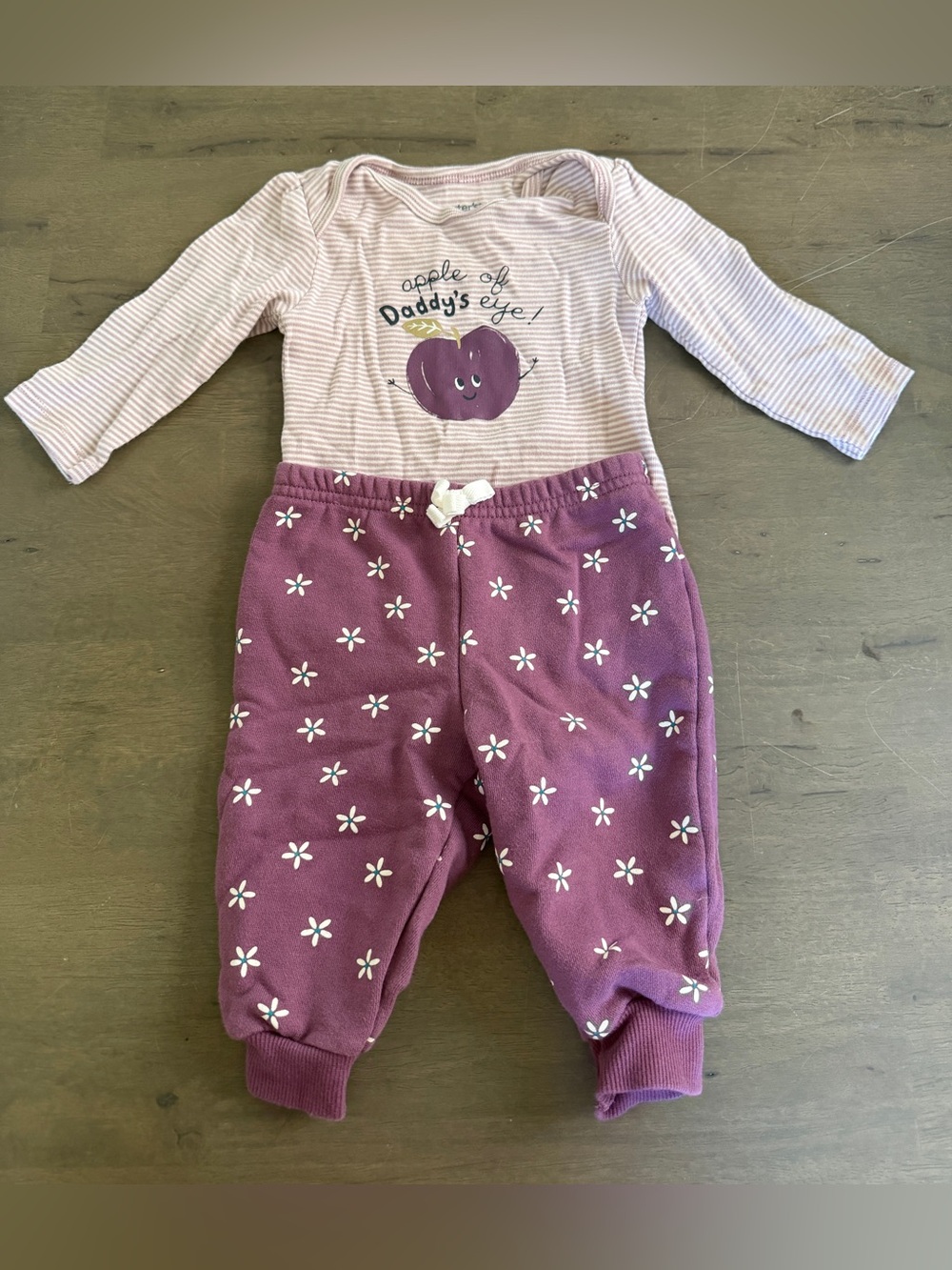 Carter's Baby 2pc Purple Striped Apple of Daddy's Eye Set